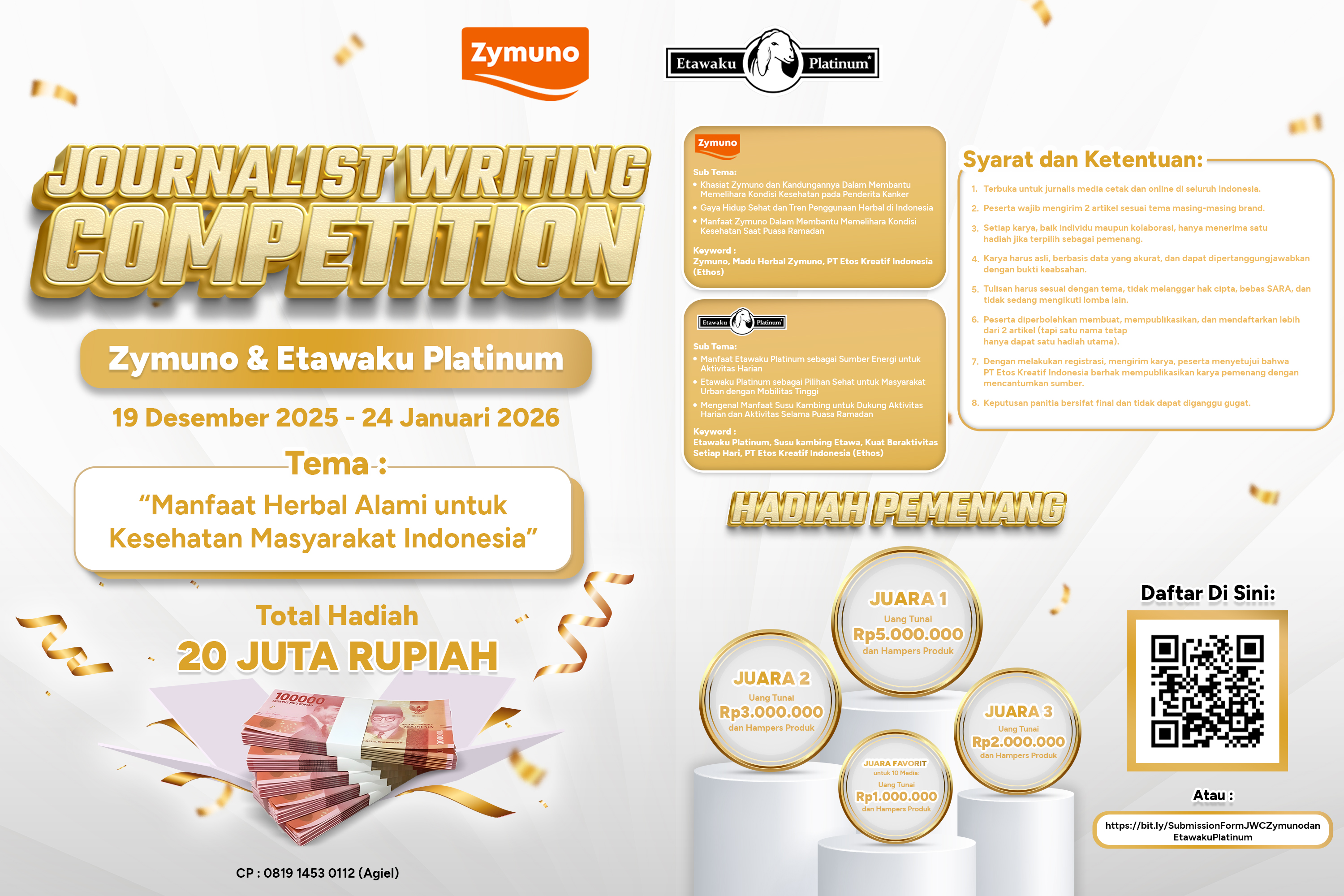 Zymuno dan Etawaku Platinum Hadirkan Journalist Writing Competition Berhadiah Jutaan!